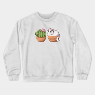 Cute Cat And Cactus Crewneck Sweatshirt